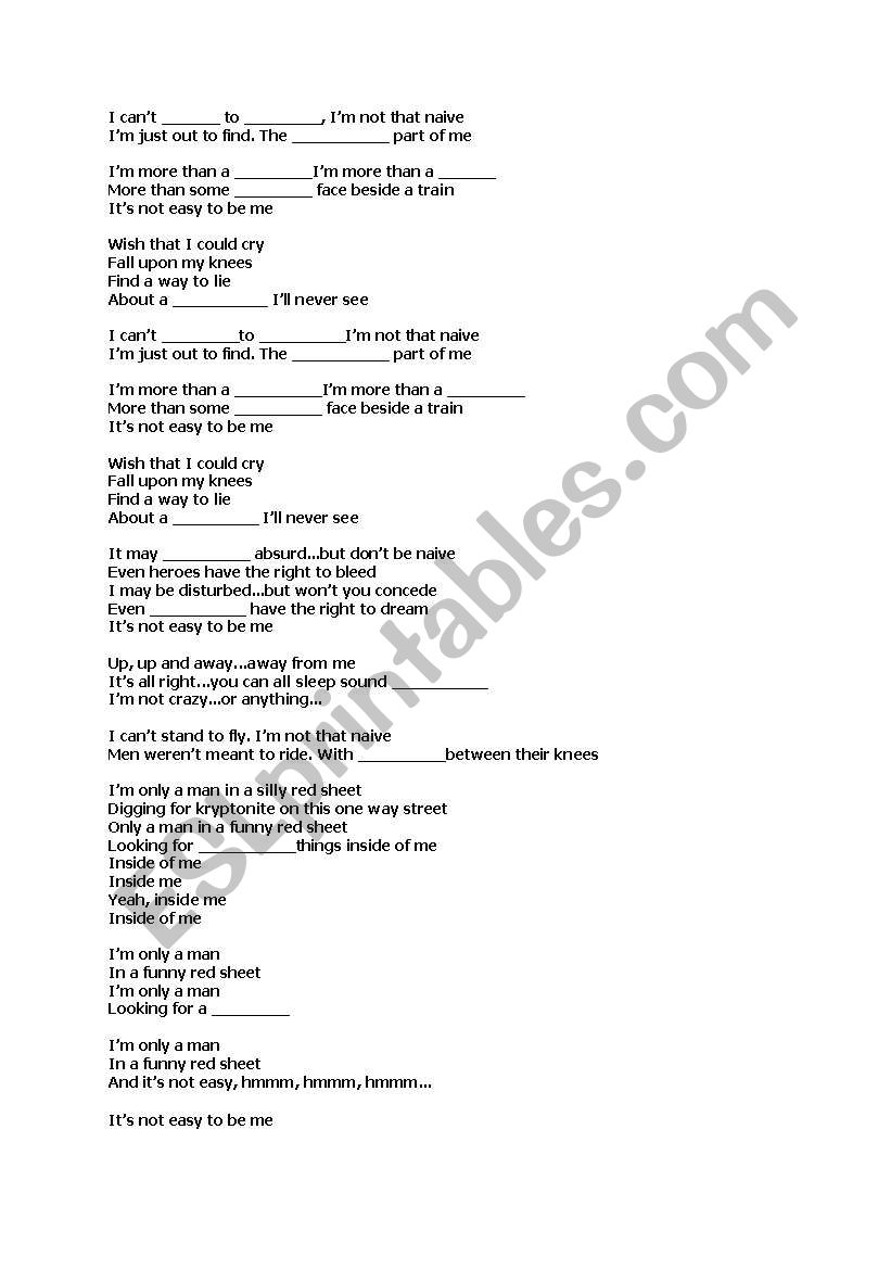 Superman lyrics for superheros lesson