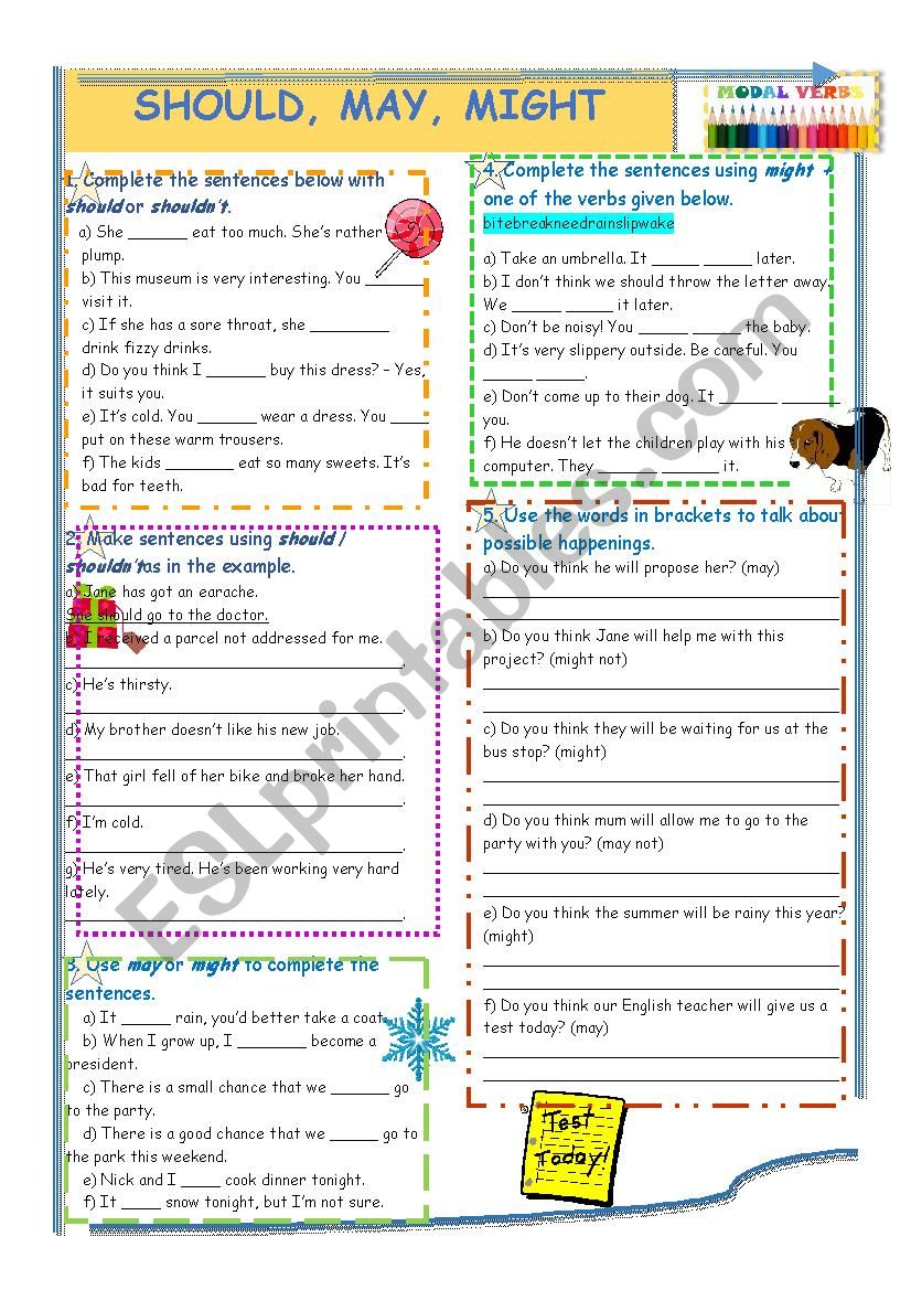 Modals Should May Might ESL Worksheet By Snowwhite457