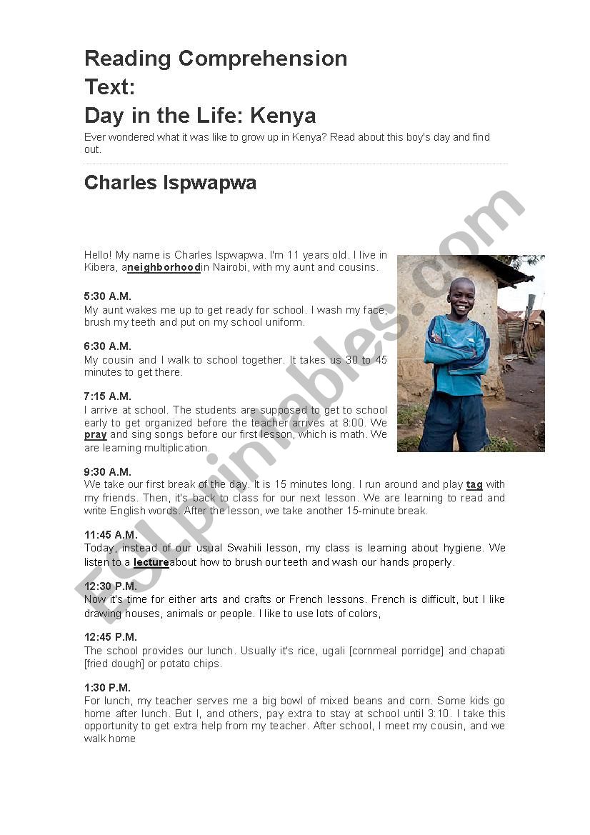 School in Kenia worksheet