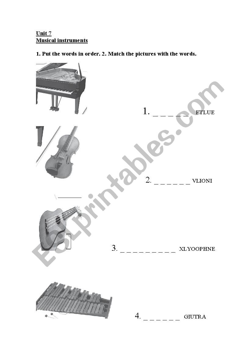 Musical Instruments worksheet
