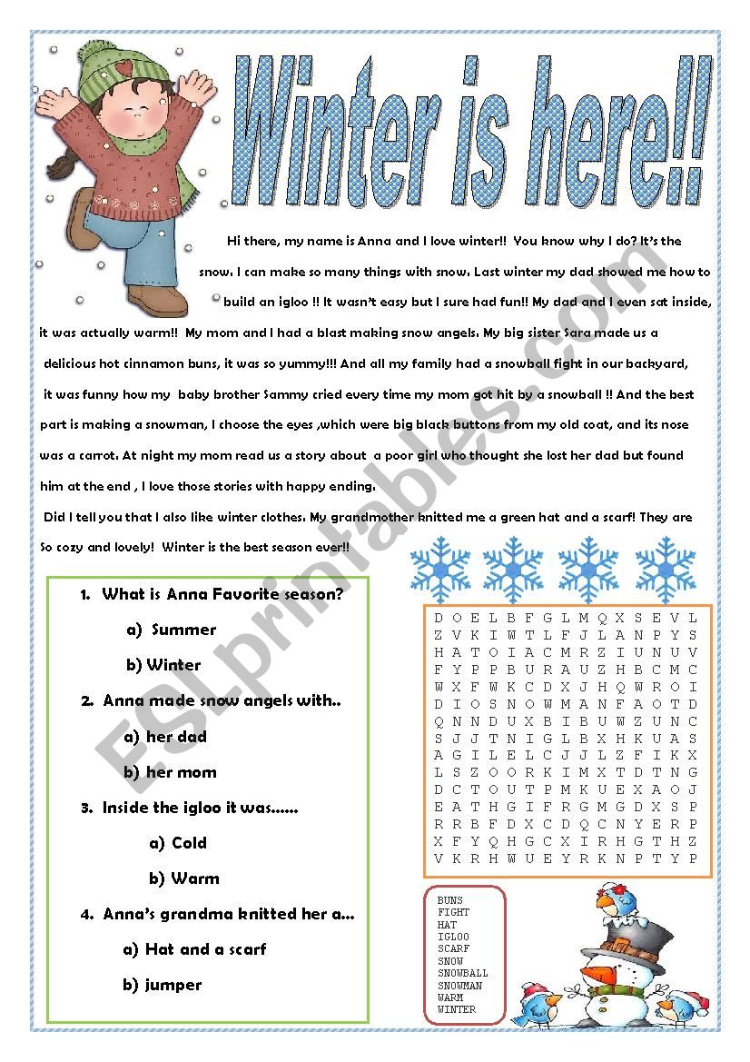 Winter is here! worksheet