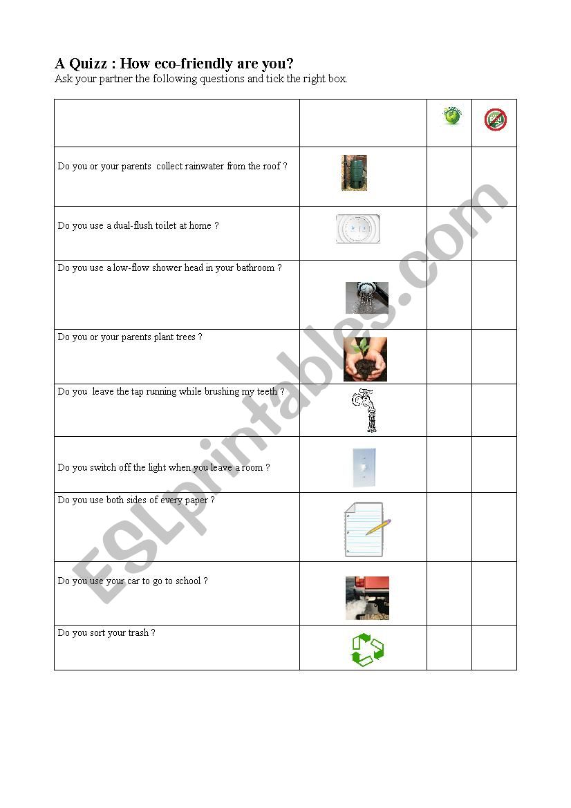 how eco friendly are you worksheet