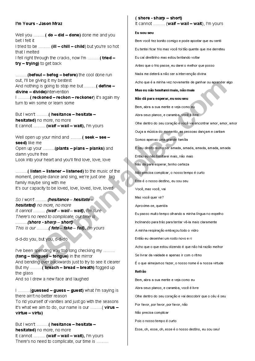 Im Yoours worksheet