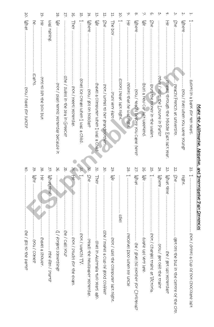 Simple Past Tense worksheet