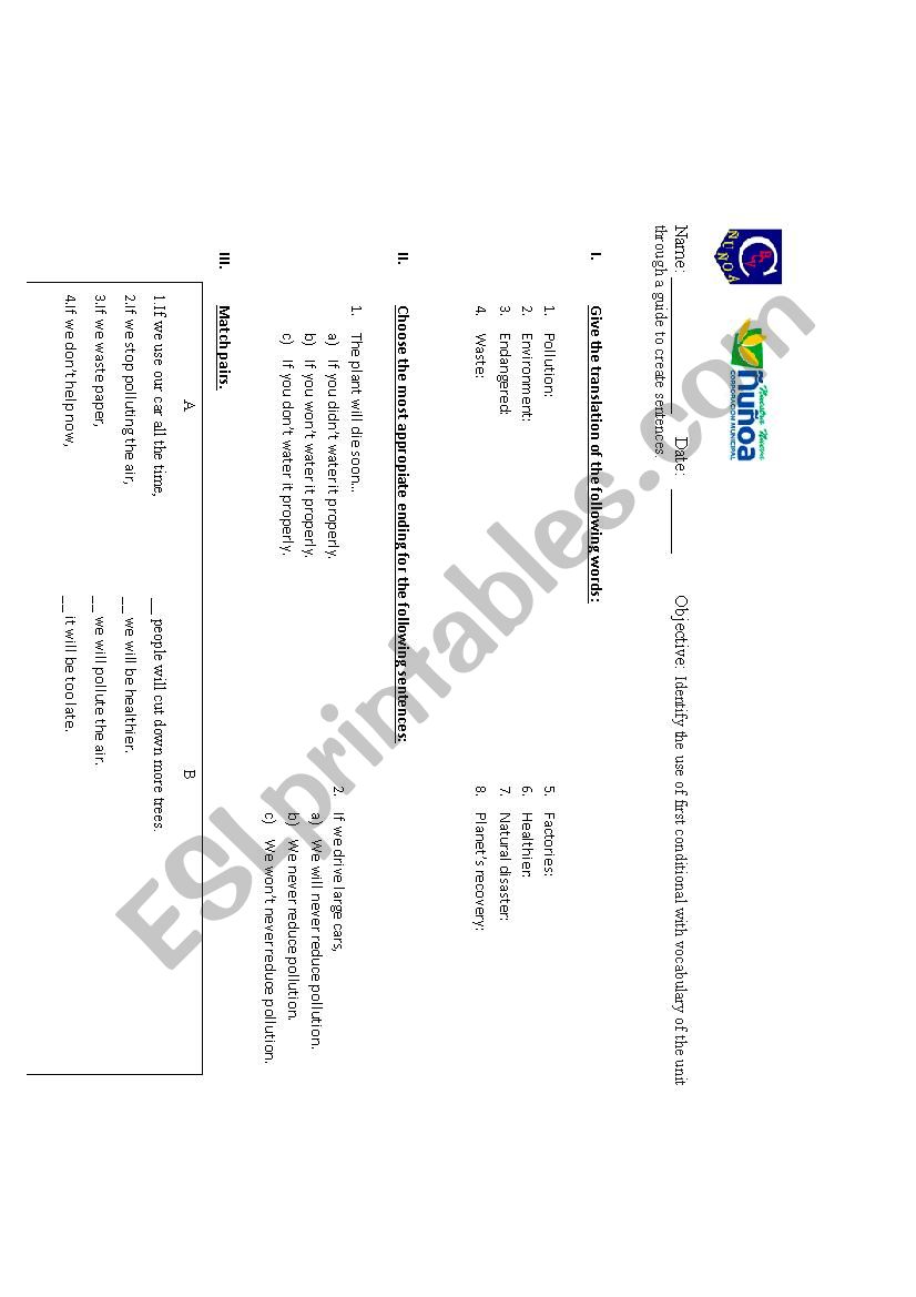 green issues worksheet