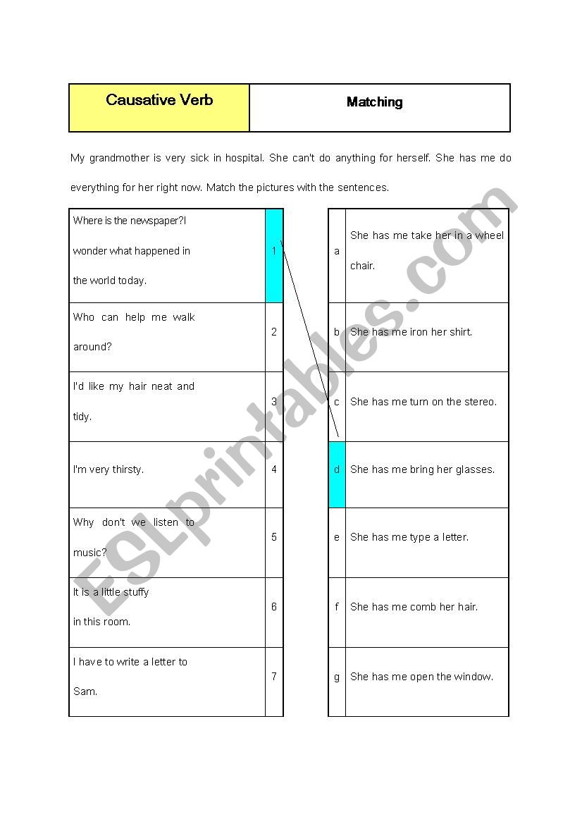 Causative Verb matching1(have something do)