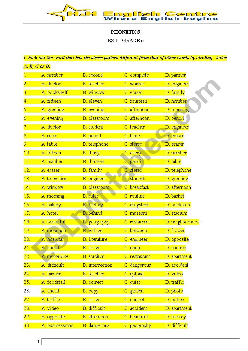 Phonetics exercises - more than 600 questions