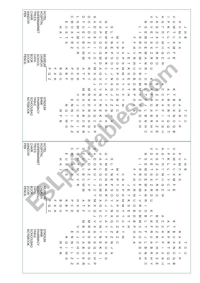 word search worksheet