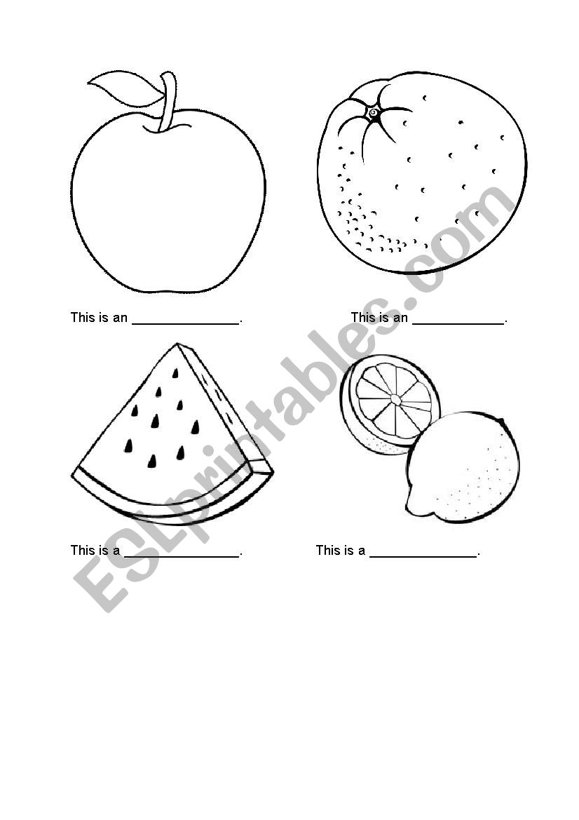 Fruits for kids worksheet