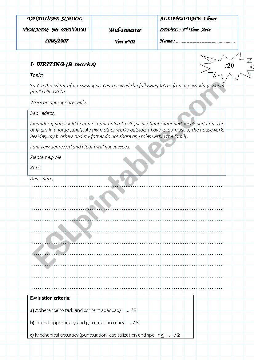 mid-semester test n 02 3rd year