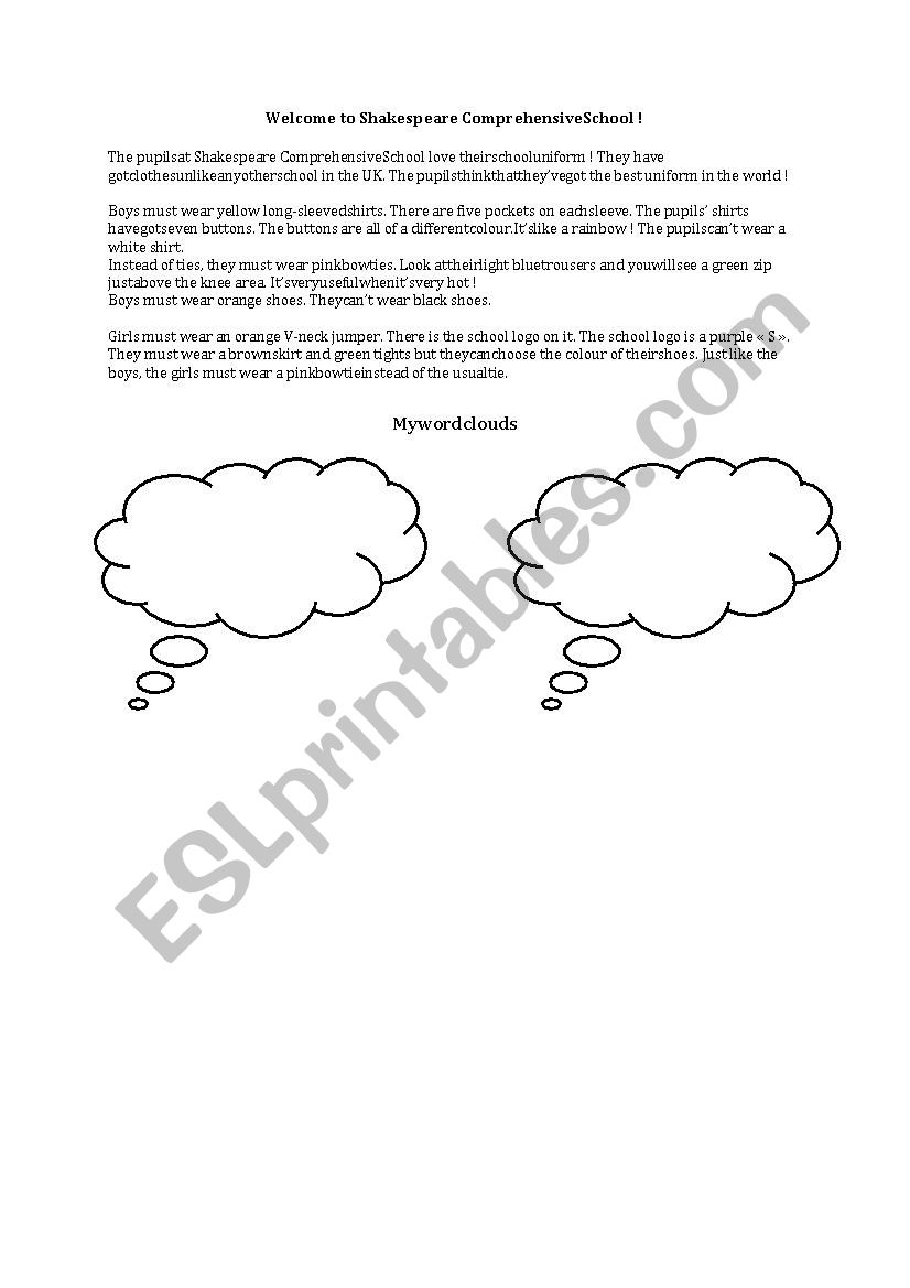 School Uniform worksheet