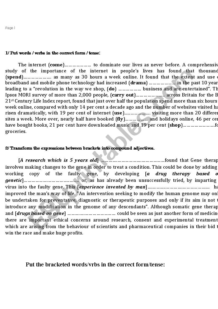 consolidation +test worksheet