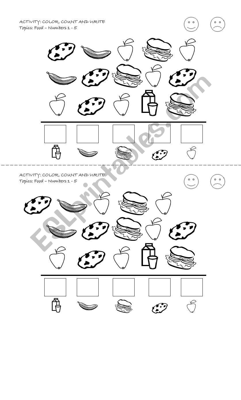 Food and Numbers worksheet