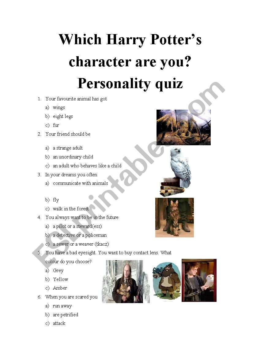 Which Harry Potters character are you? Personality quiz 17