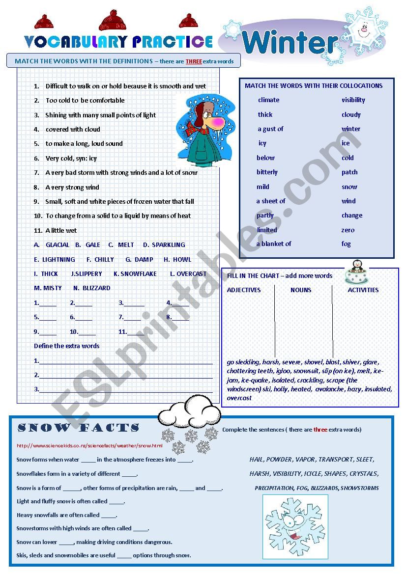 Vocabulary Practice - Winter worksheet