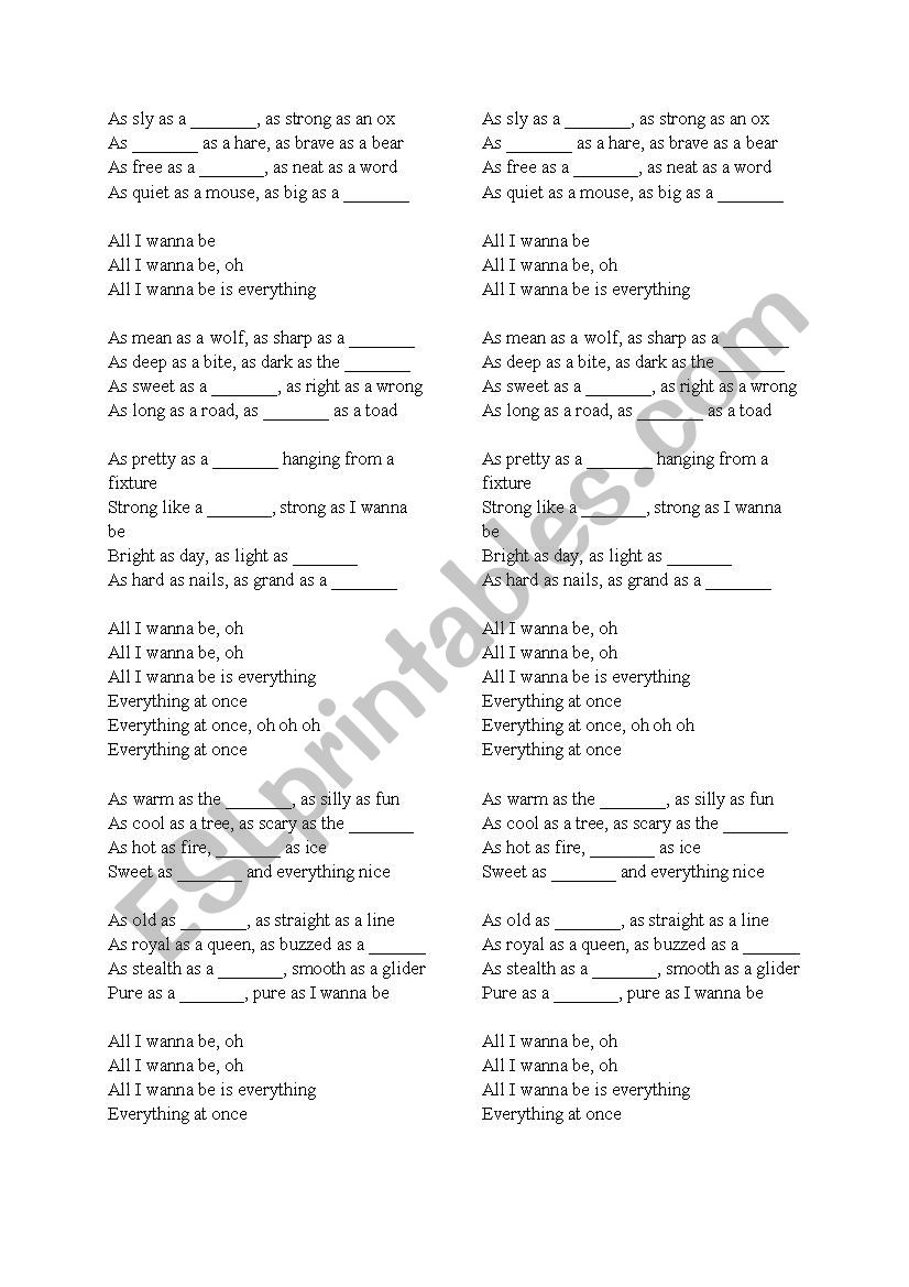 everything at once worksheet