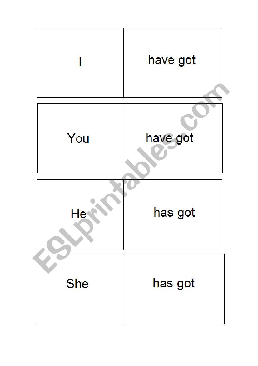 Have got - pairs (1) worksheet