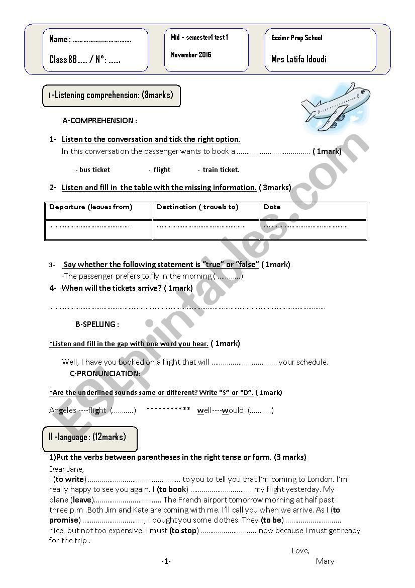 mid-semester test 1 worksheet