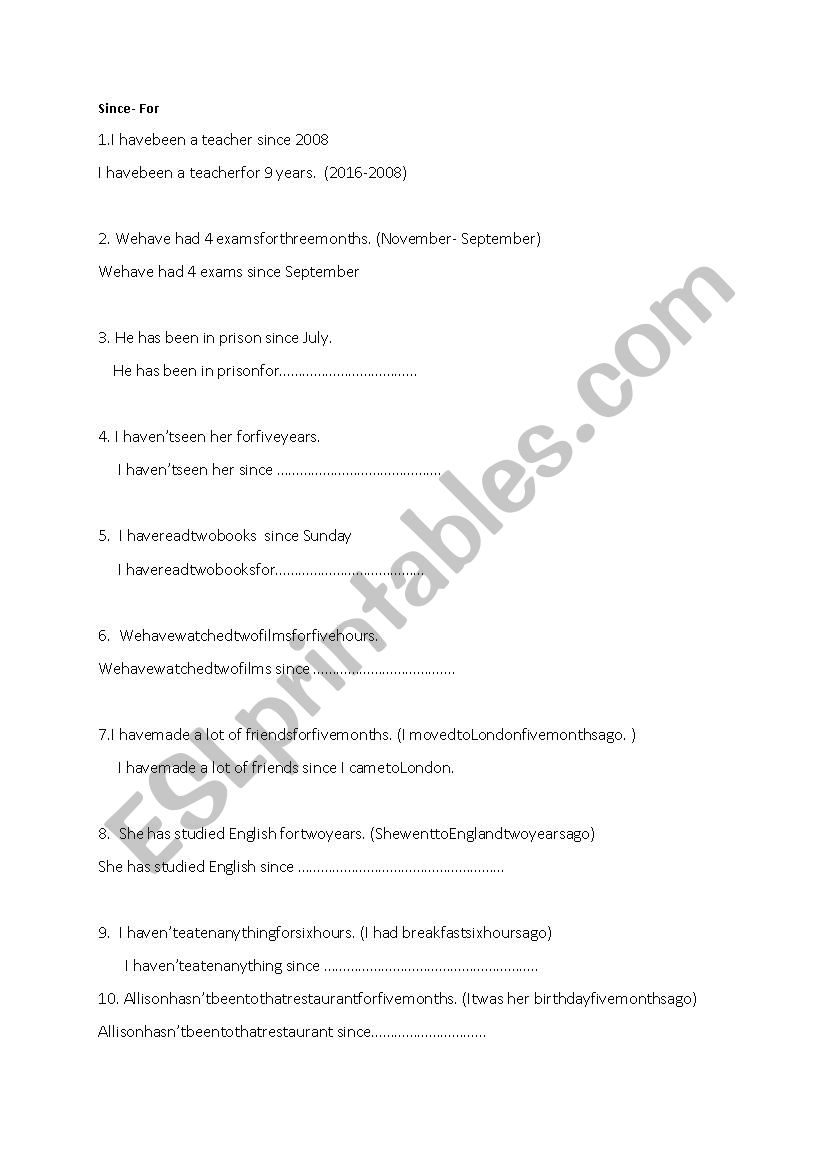 Present Perfect Tense worksheet