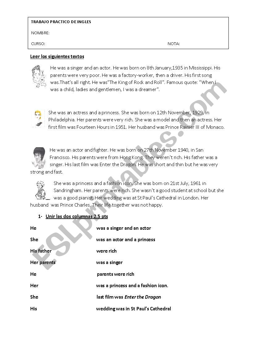 Biography worksheet