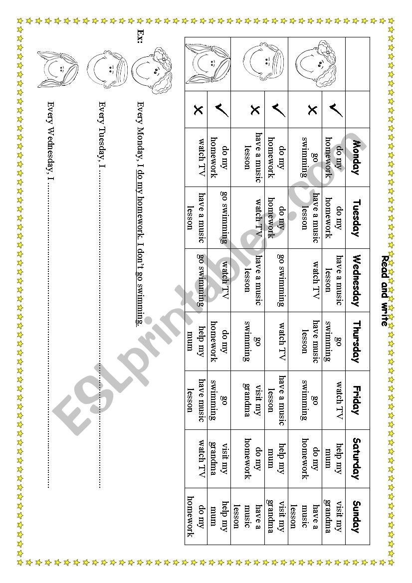 Timetable worksheet