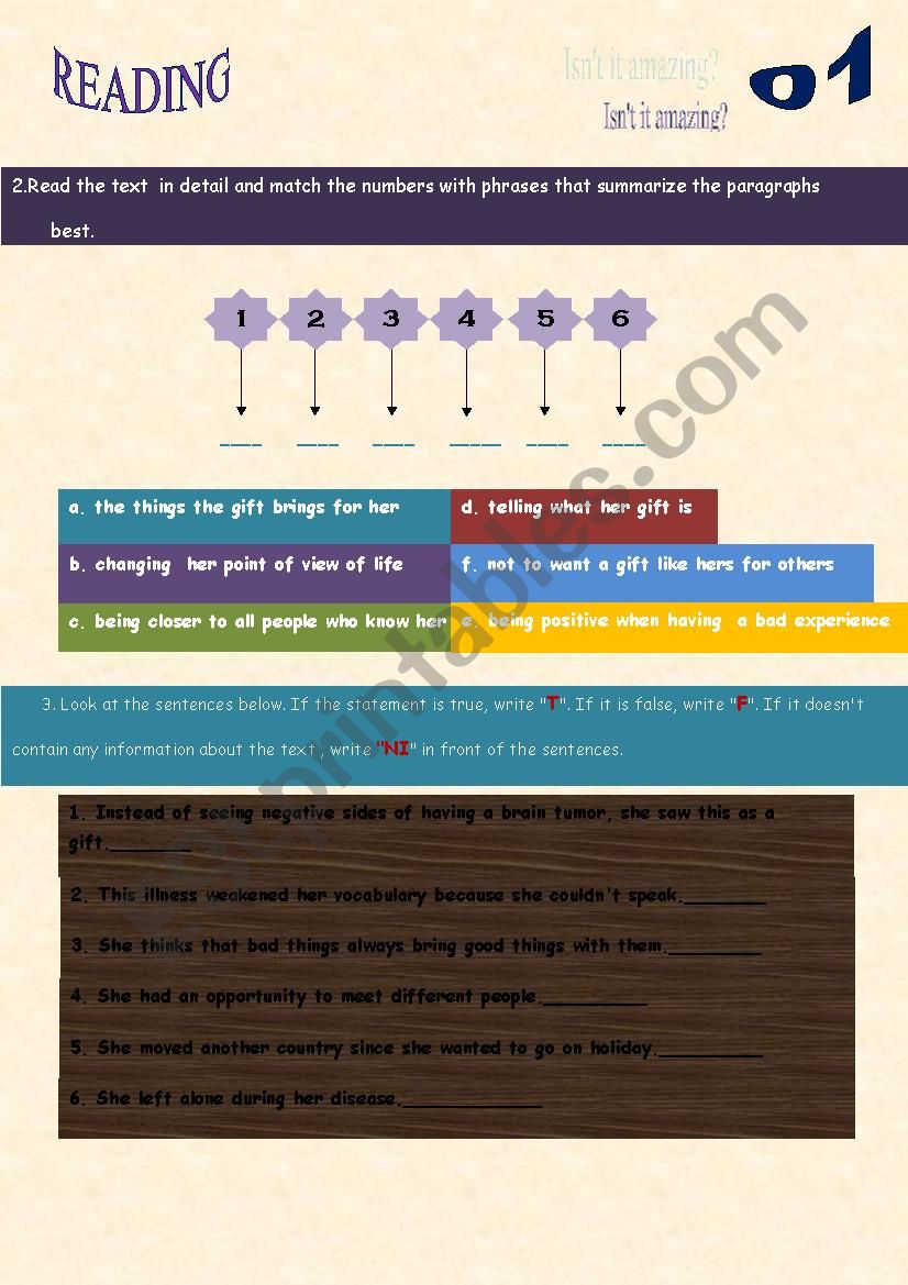 reading activity worksheet