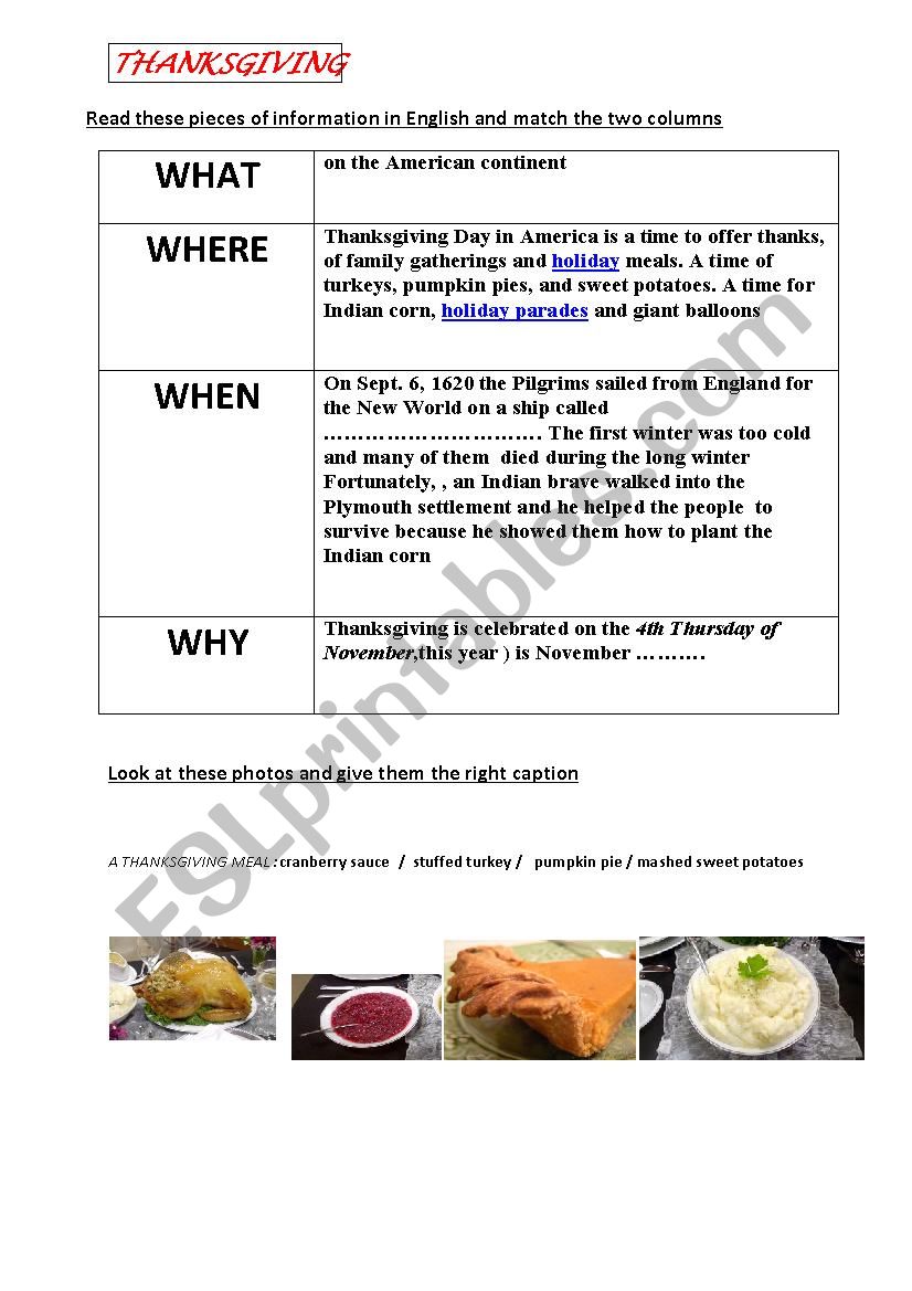 thanksgiving worksheet