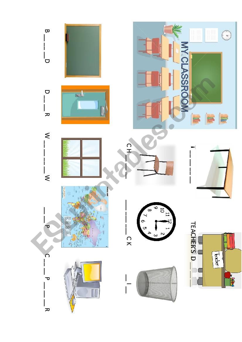 Classroom pictionary worksheet