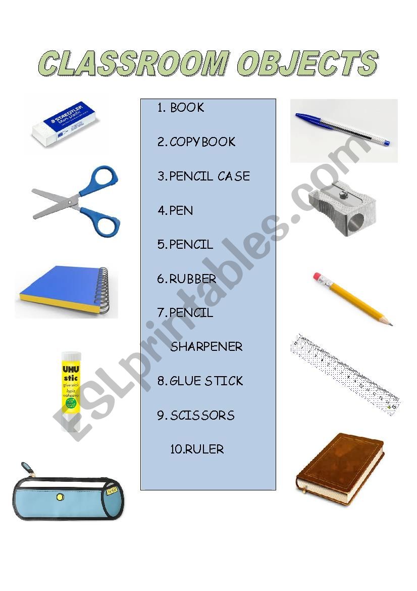 Classroom objects worksheet