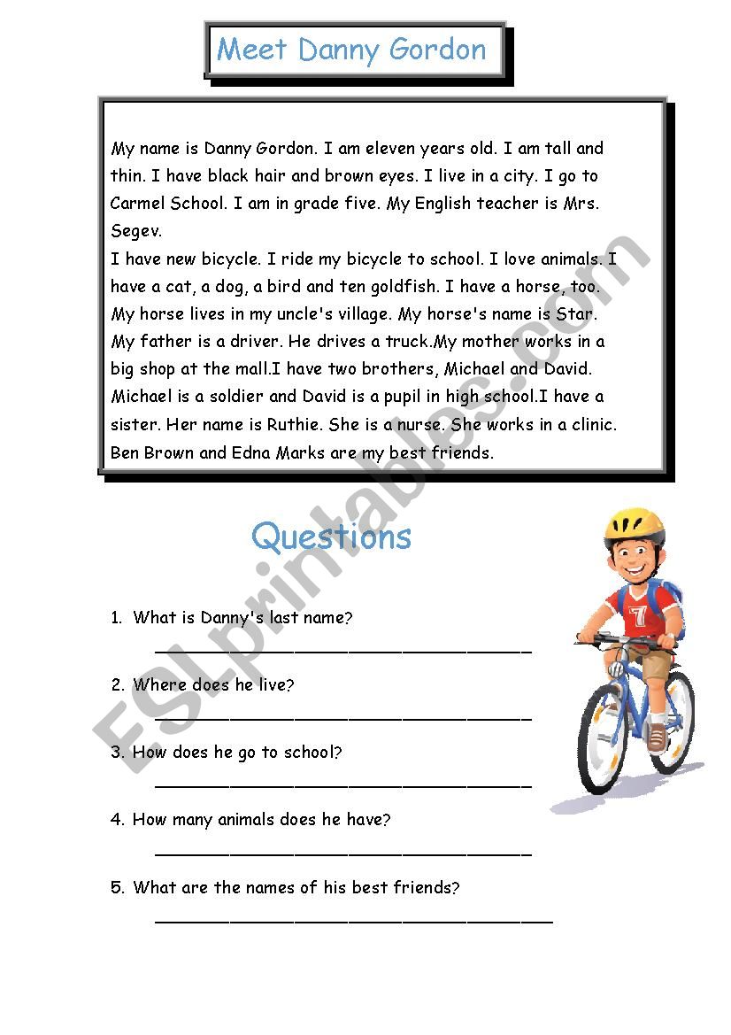 Reading - ESL worksheet by orlyar1