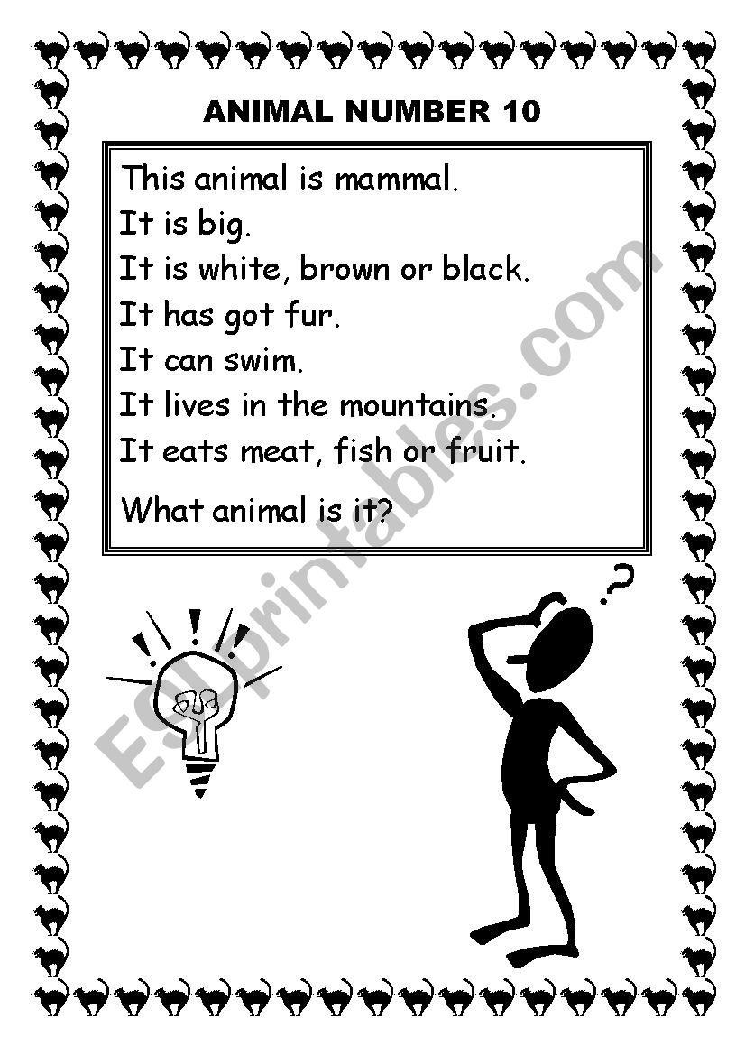 Animal 10 worksheet