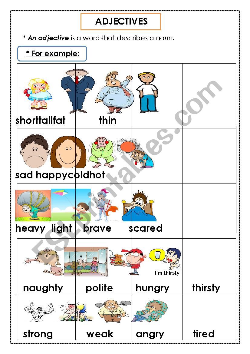 Adjectives worksheet