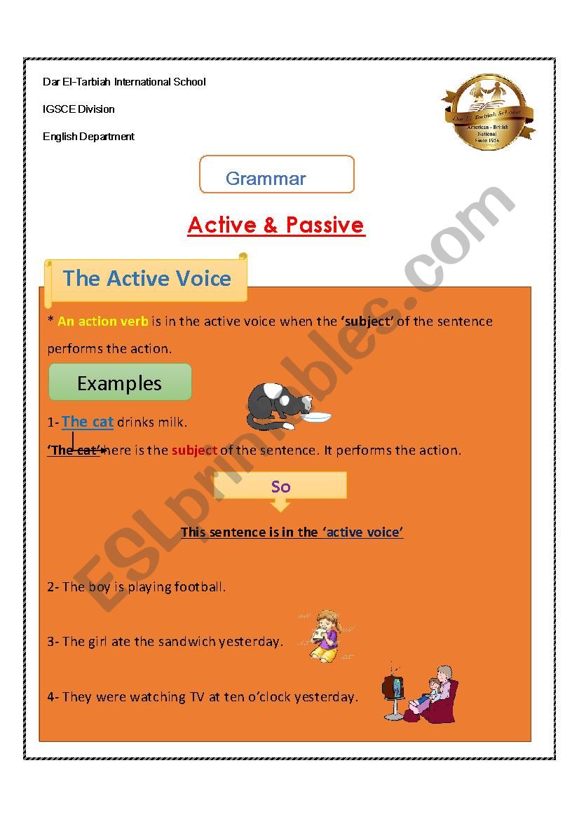 Active & Passive worksheet