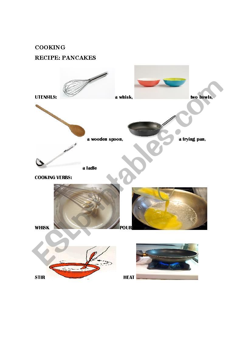 pancakes recipe worksheet