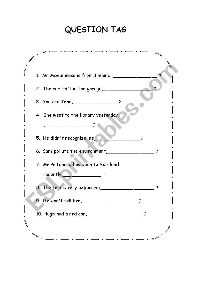 Question Tag worksheet