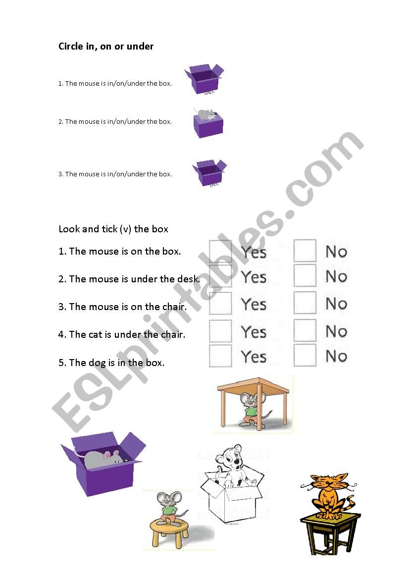 Prepositions of place: in, on, under