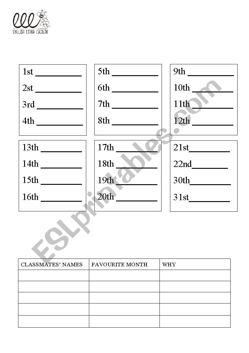 what happens in each season and ordinal numbers