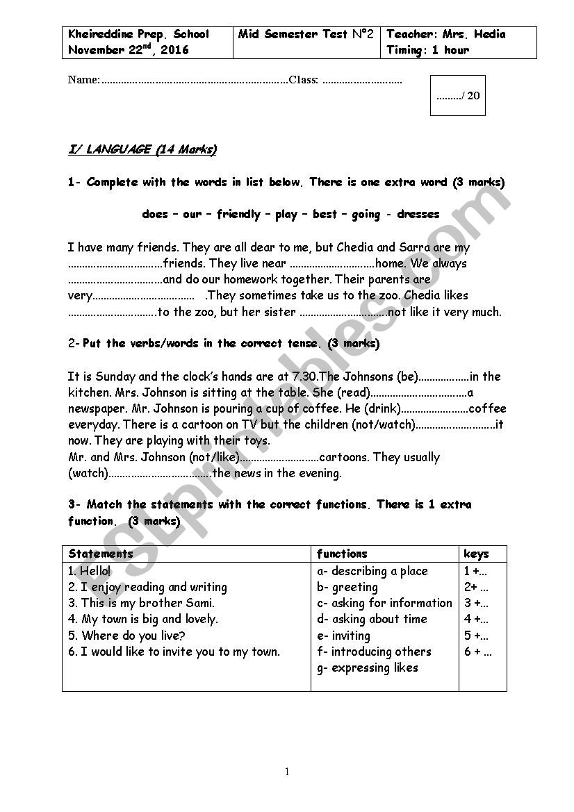 devoir seventh grade worksheet