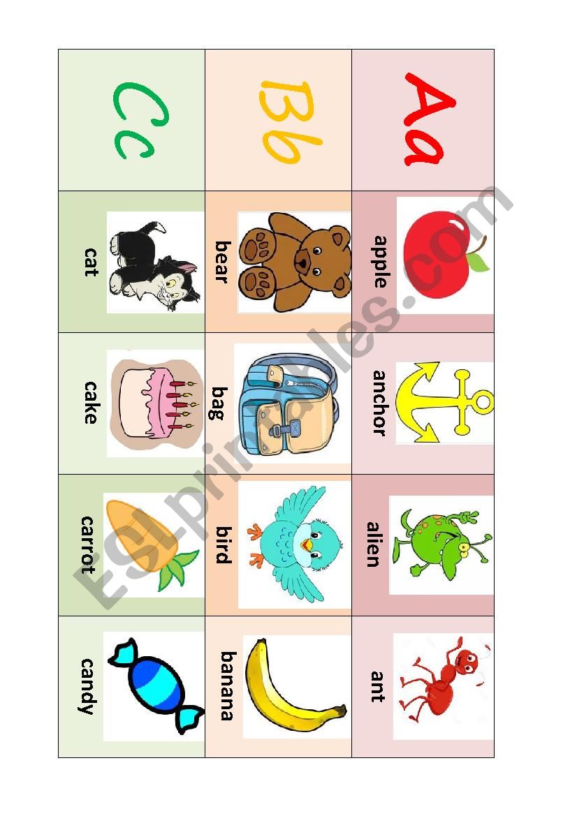 ABC bingo game worksheet