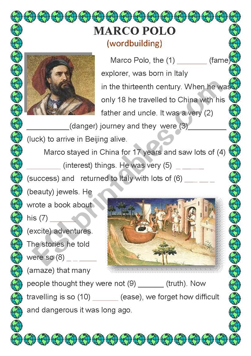 Marco Polo (wordbuilding) worksheet