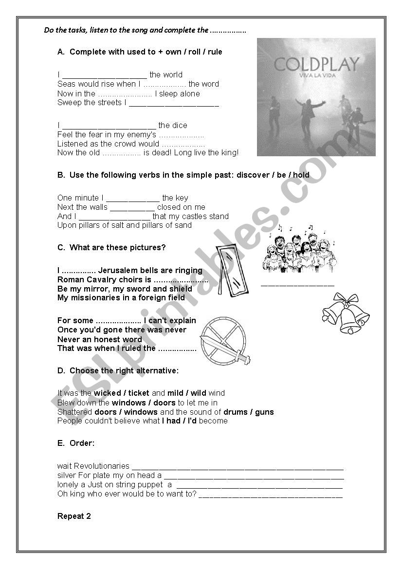 Viva La Vida worksheet