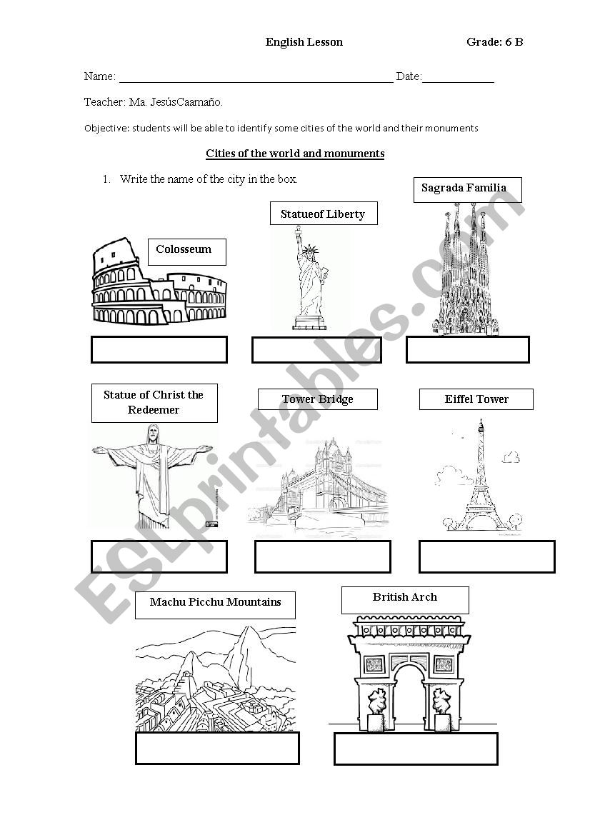 Cities of the world and their monuments