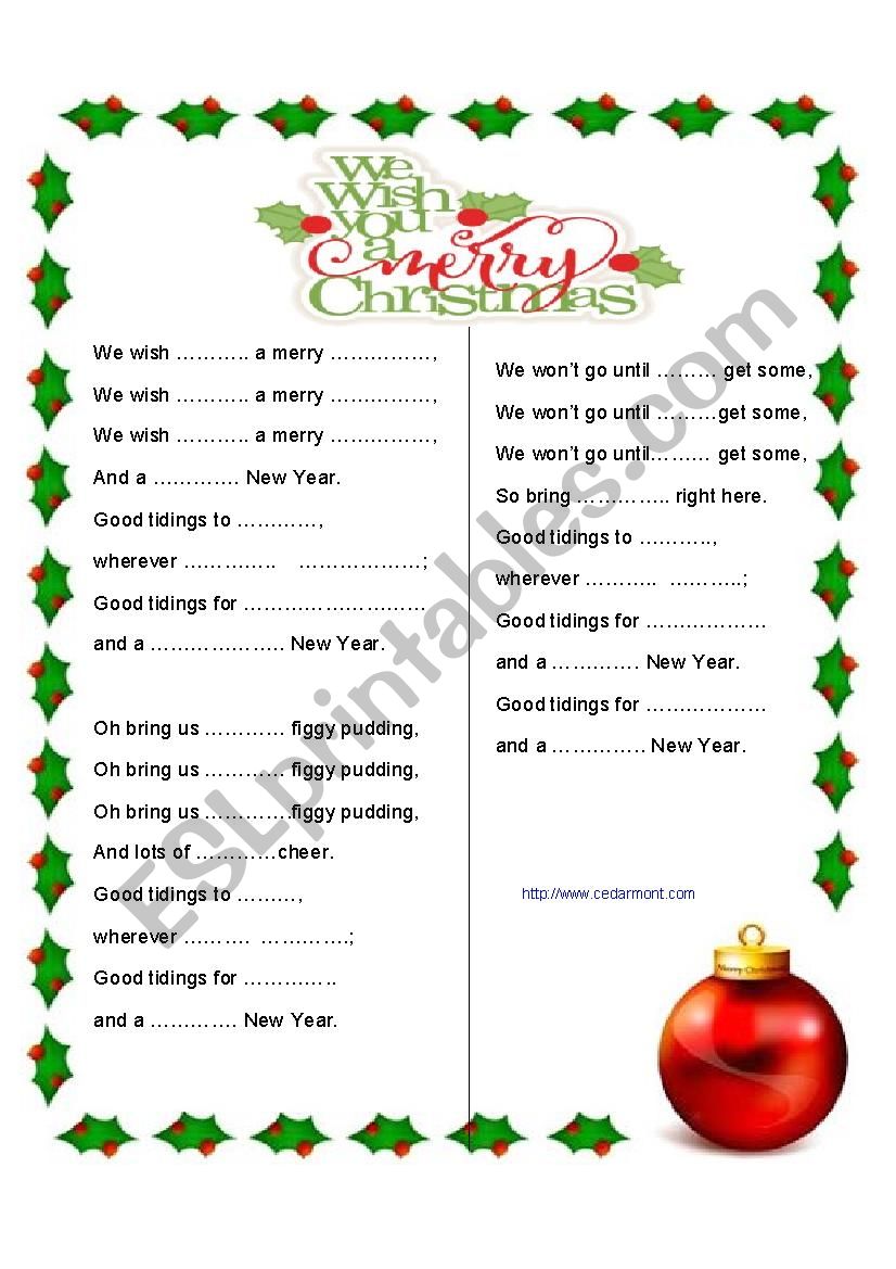 Christmas songs worksheet