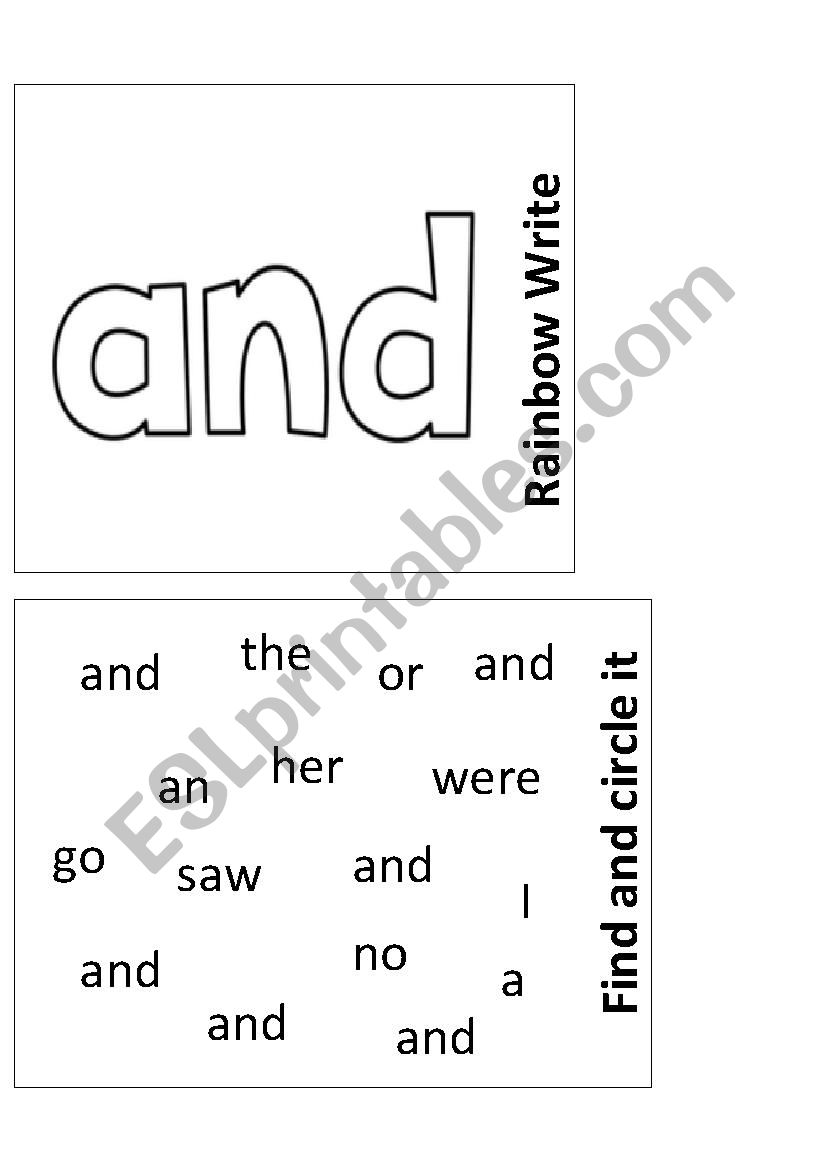 Sight word  worksheet