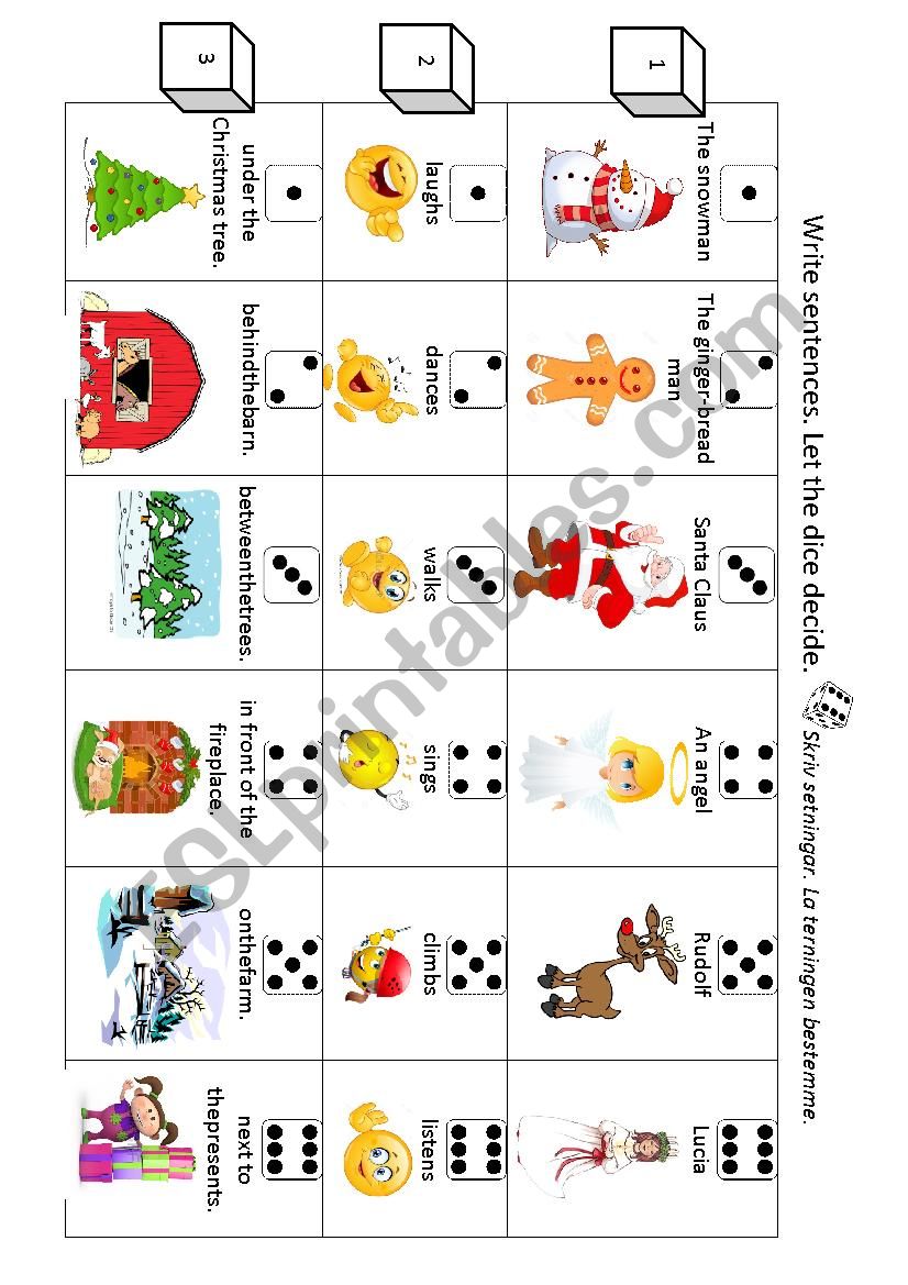 Christmas sentences worksheet