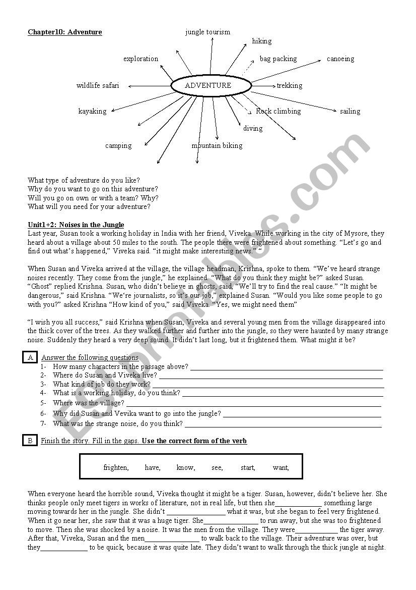 aventure worksheet