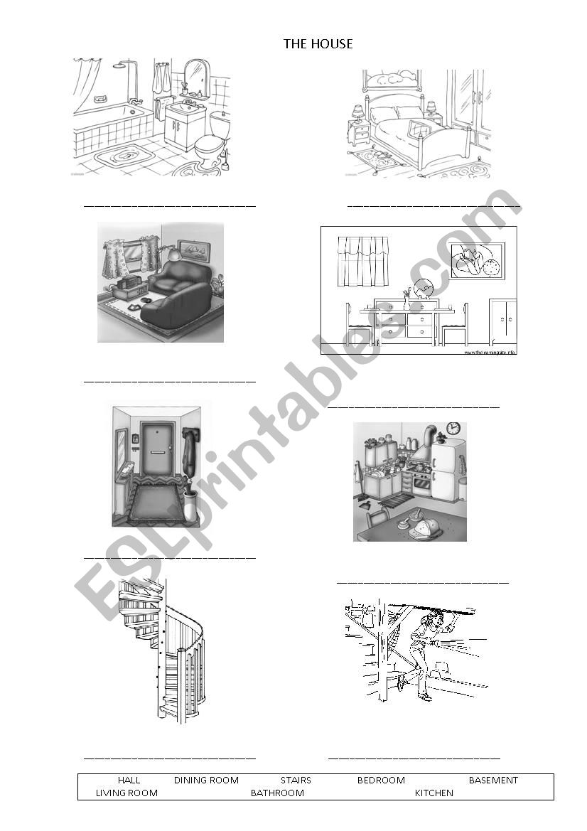 Parts of the house worksheet