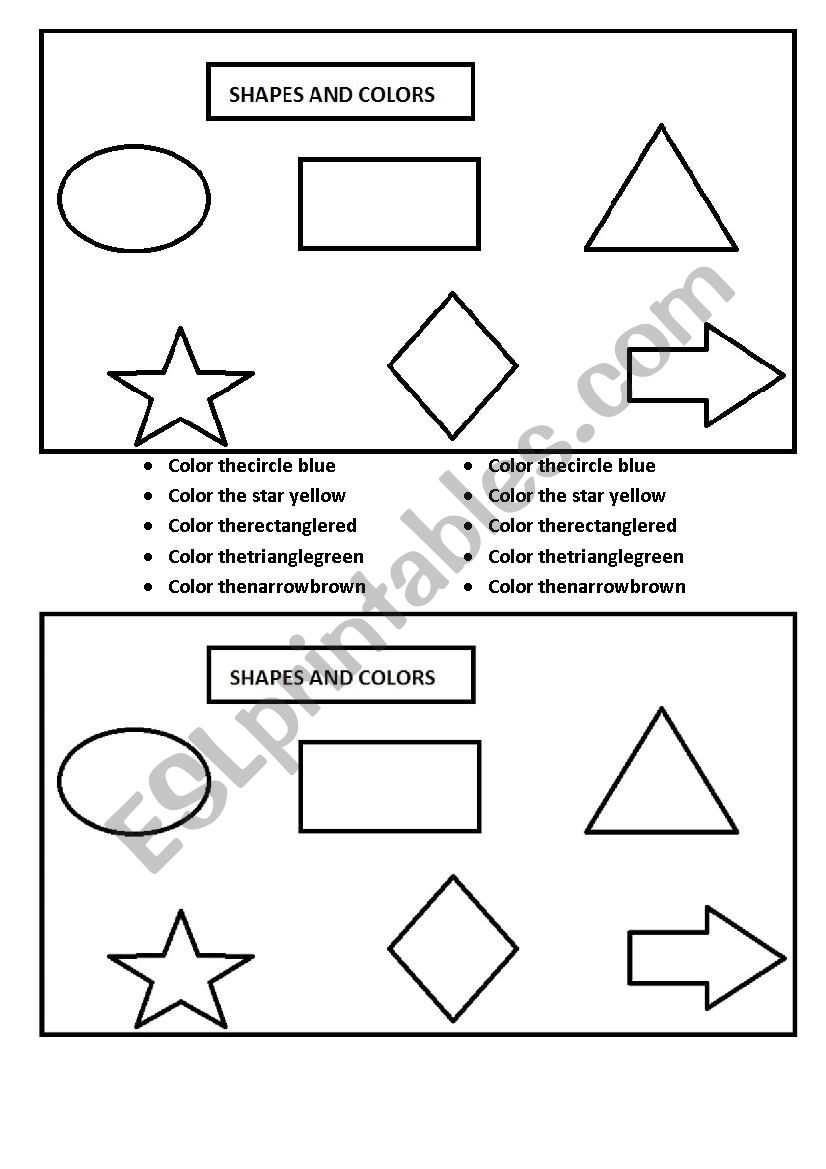 Colors and shapes worksheet