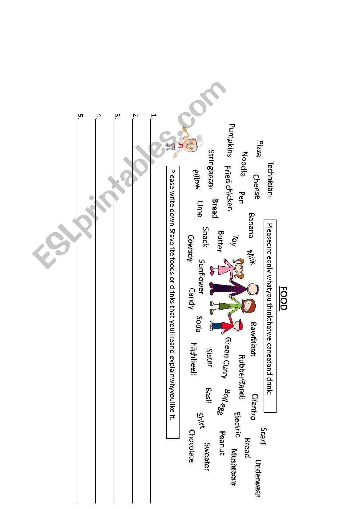 Foods worksheet