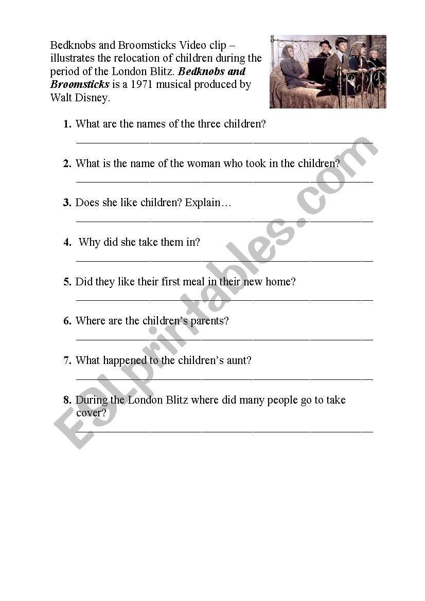 Bednobs and broomsticks worksheet